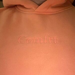 Coral “Comfrt” Hoodie with Embroidered Logo